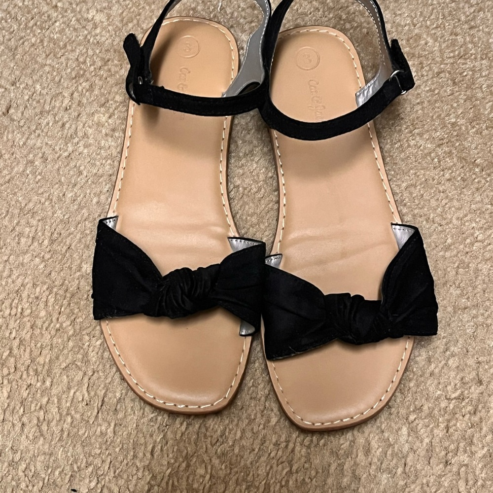 Cat & Jack Black Sandals with Bow Accent
